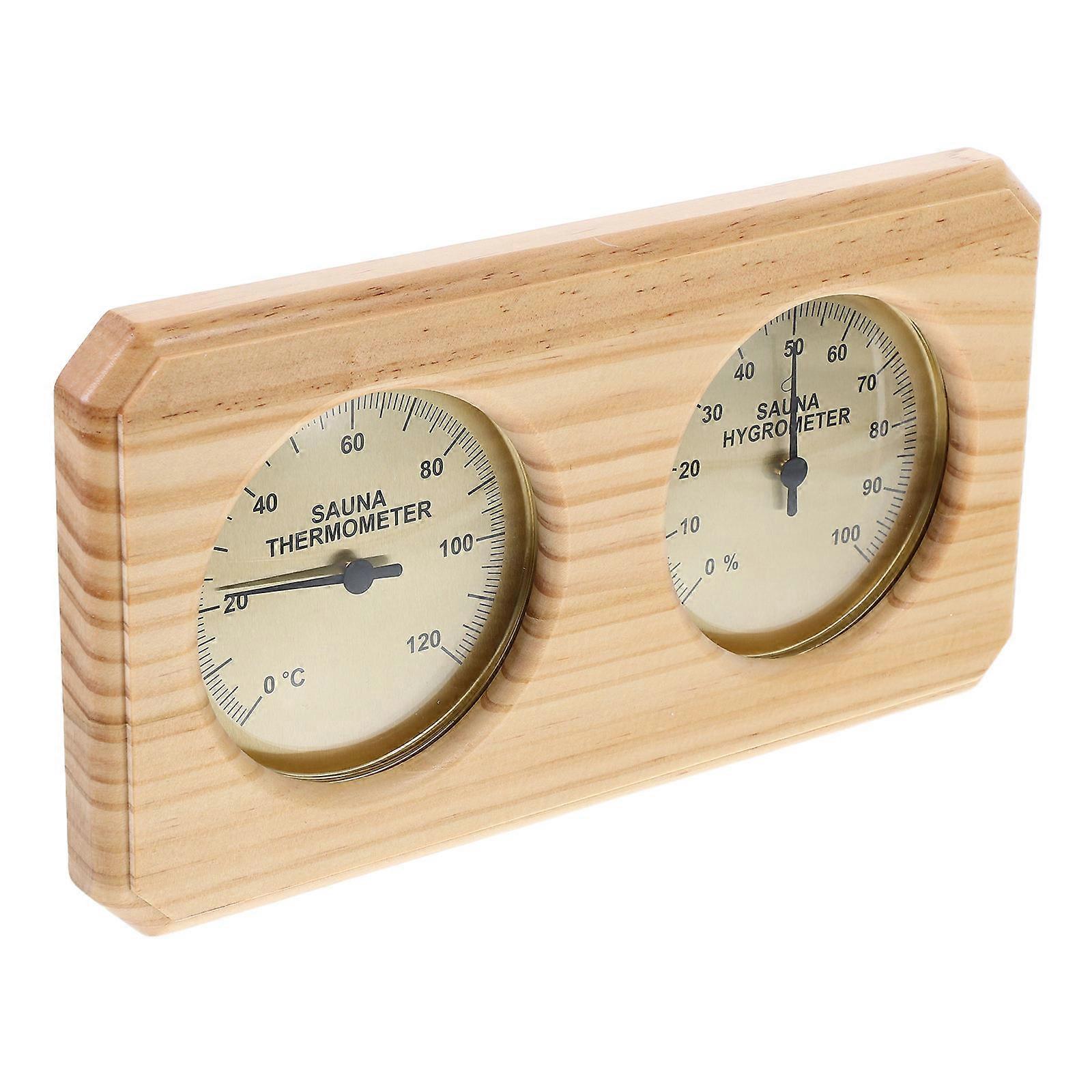 Wall Mounted Wooden Sauna Thermometer and Hygrometer for Temperature and Humidity Monitoring with Elegant Design for Indoor Sauna Rooms