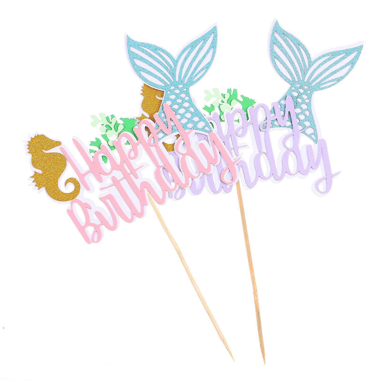 Celebration Cake Decorations, Mermaid Design with Happy Birthday Messages