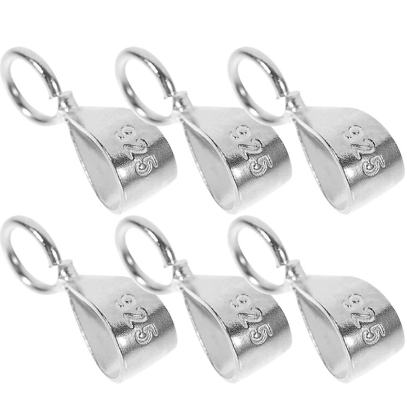 Jewelry Charm Holder 6Pcs Silver Pendant Clasps For DIY Jewelry Use With Simple Shape And Regulable Opening Design