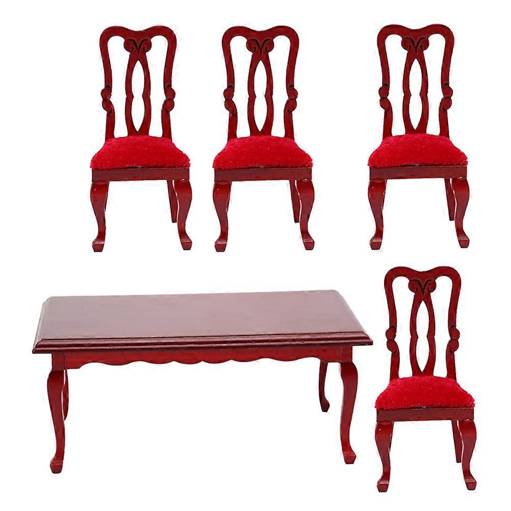 Retro Miniature Furniture Set for Dollhouse Decoration – Table and Chairs for Scale Model Houses