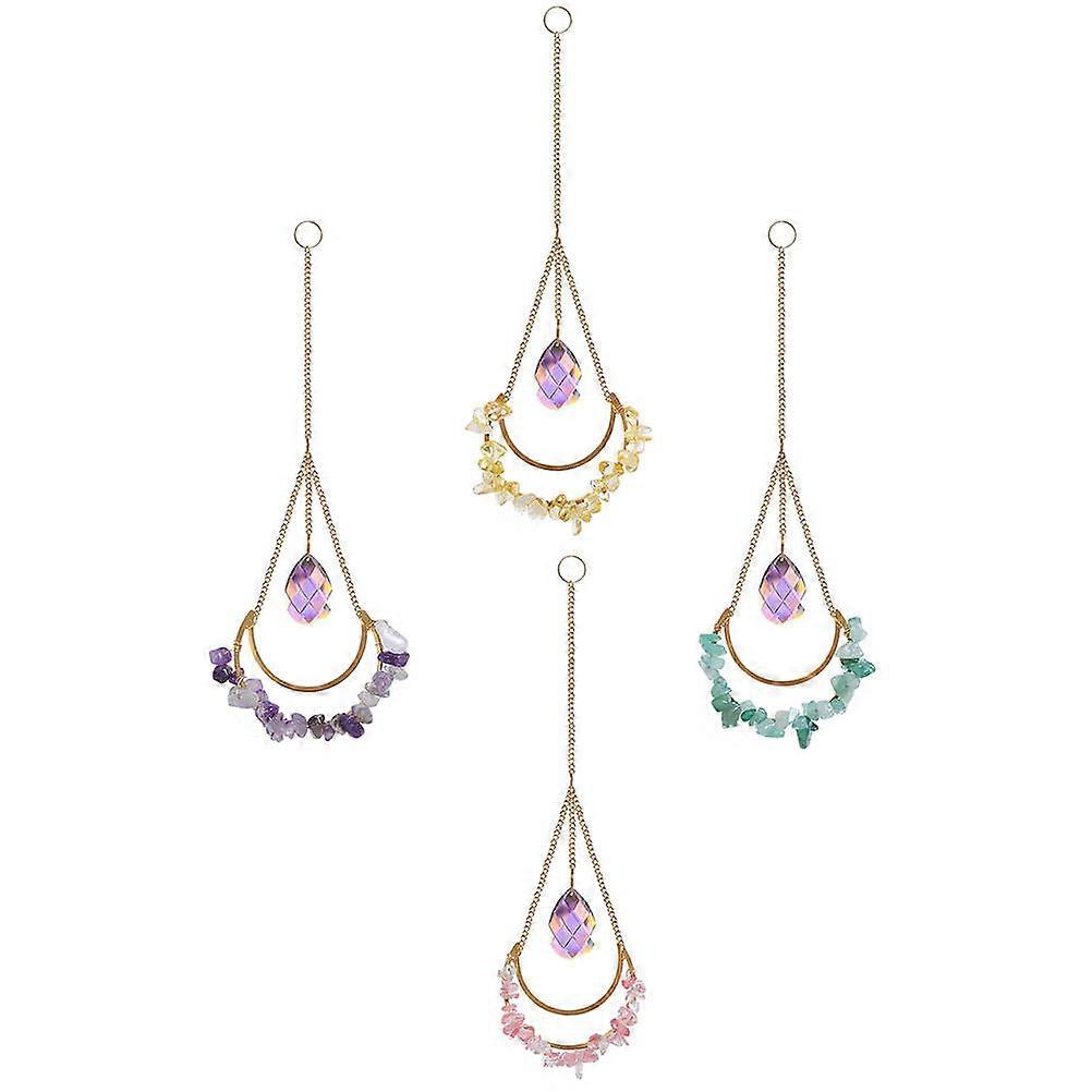 Chakra Hanging Chain 4Pcs Assorted Color White Crystal Perfect for Beginners Decorative Use