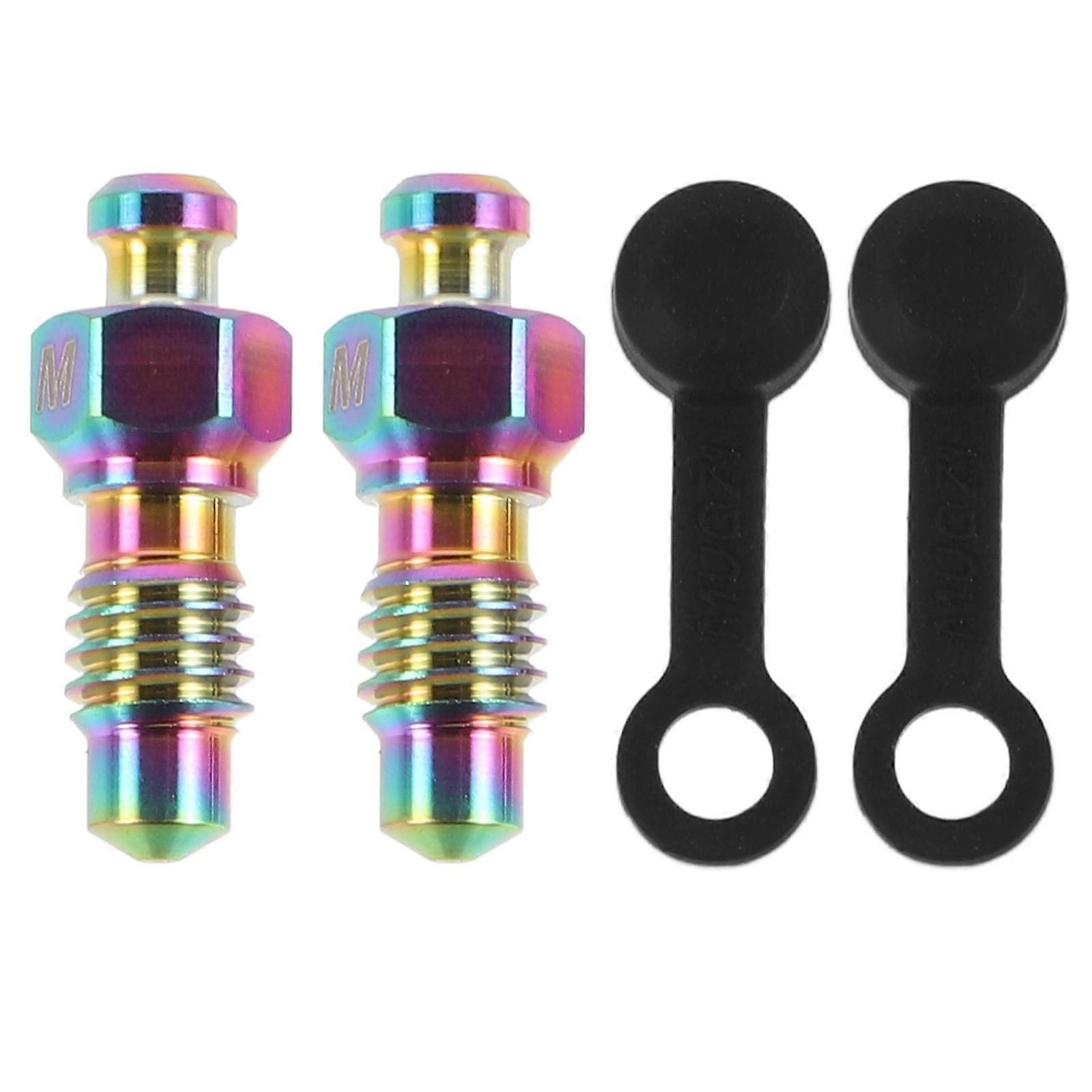 Brake Bleeder Valve Set with Caps for Bike Disc Brake System Durable Automotive Screws for Optimal Performance