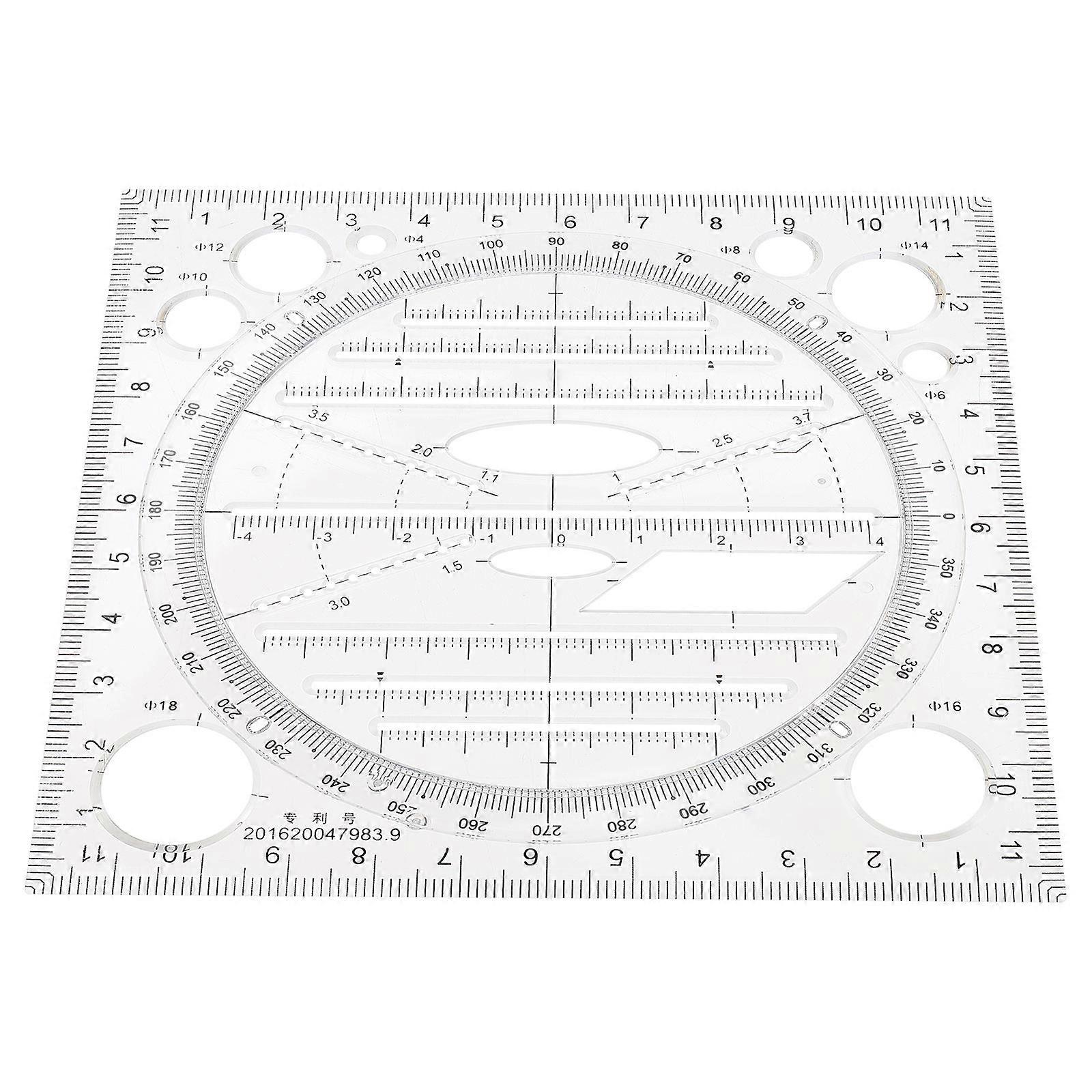 Drawing Ruler Geometric Template For Students Teachers And Artists Square Shape Black 12X12X0.5CM 1 Set