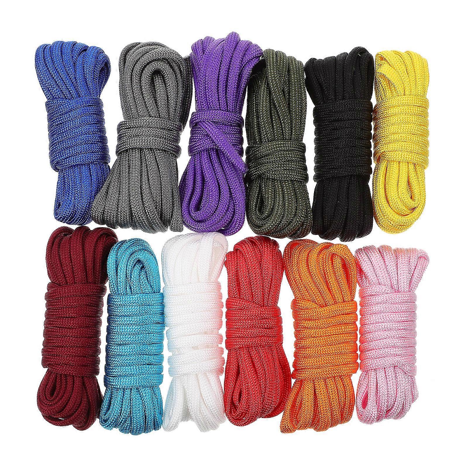 Heavy Duty Climbing Rope 12 Rolls, Durable & Wear Resistant Tent Guy Lines for Camping, Hiking & Emergency Safety (Random Colors)