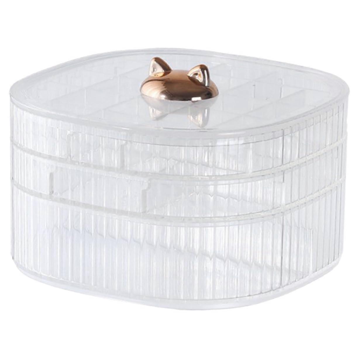 Transparent Jewellery Box Stackable Rings Container Earring Organizer Travel Case Round Lid PP Grid