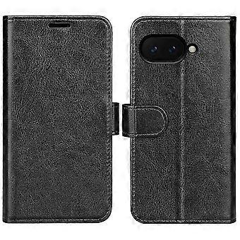 For Google Pixel 9a Wallet Case Crazy Horse Texture Stand Leather Phone Case - Black (Black)