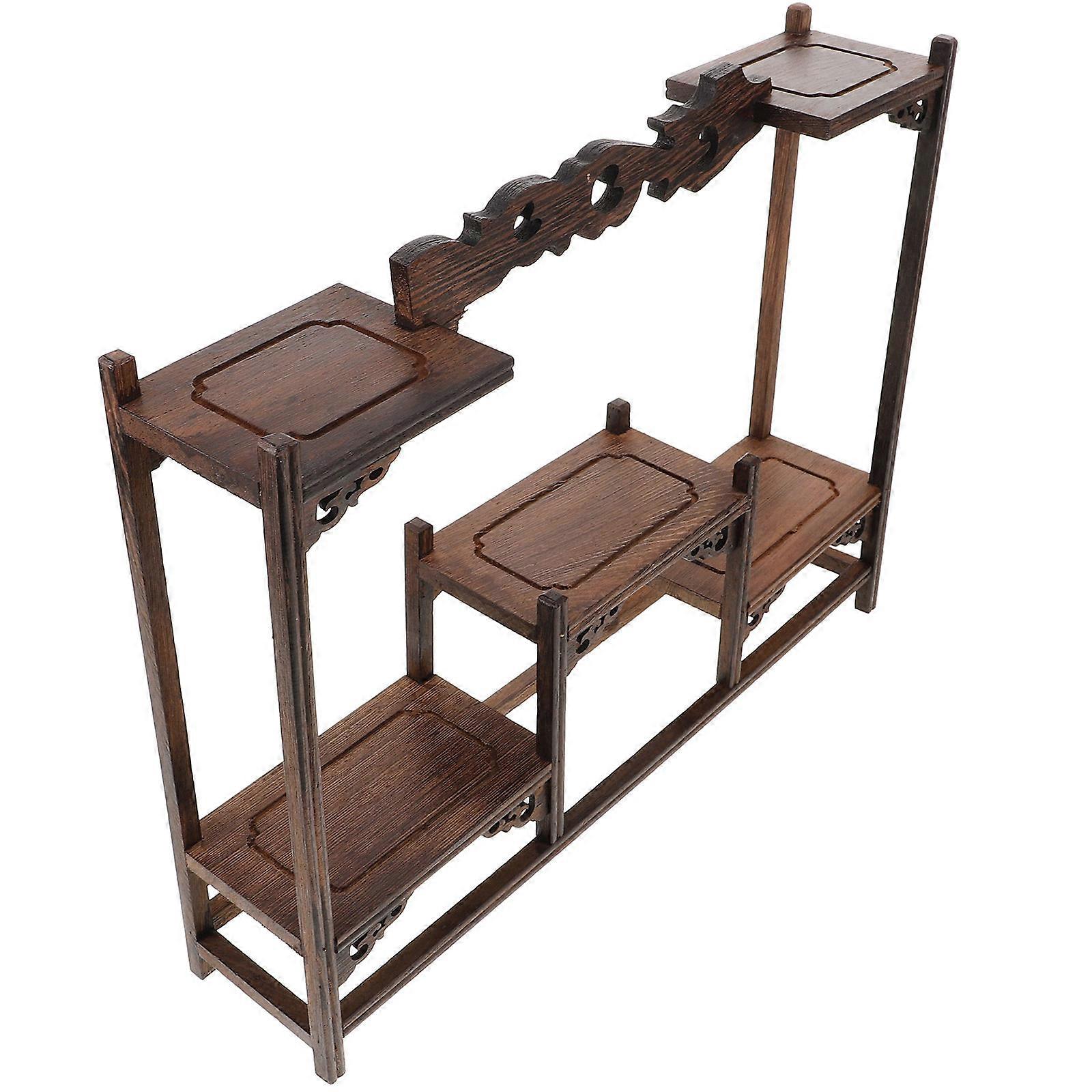 Antique Style Display Shelf for Home Or Office Collectors Coffee Wooden 1Set