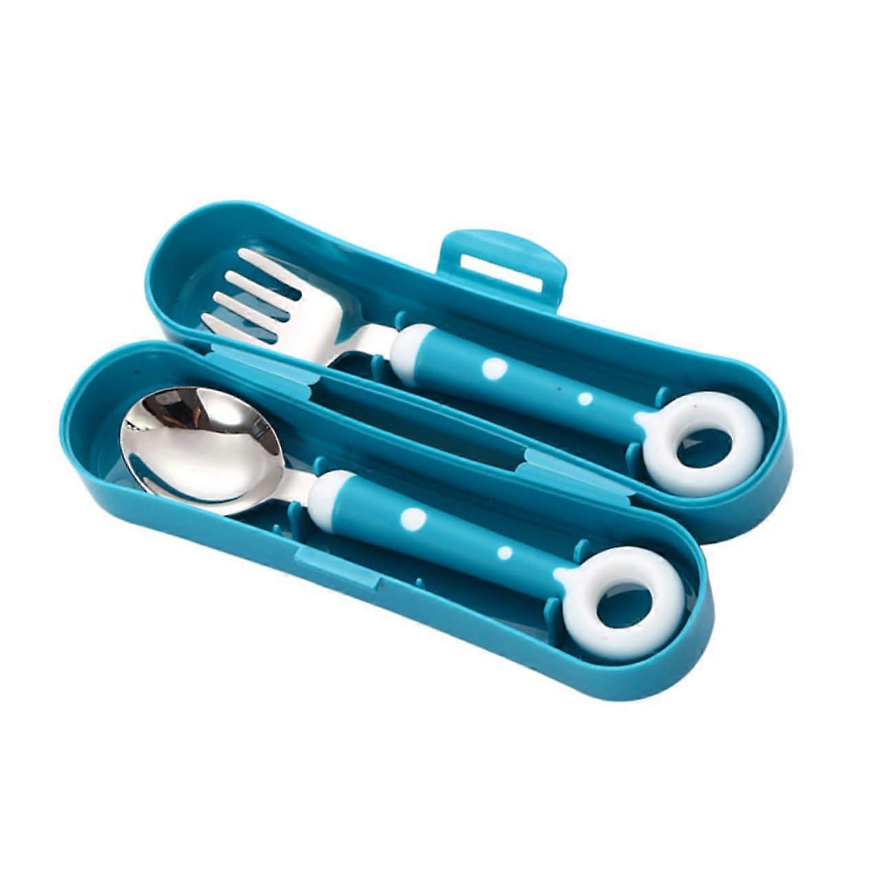 Stainless Steel Tableware 1 Set With Green Silicone Spoon And Fork, Lightweight, Durable, Safe For Gums, Weaning Mealtime