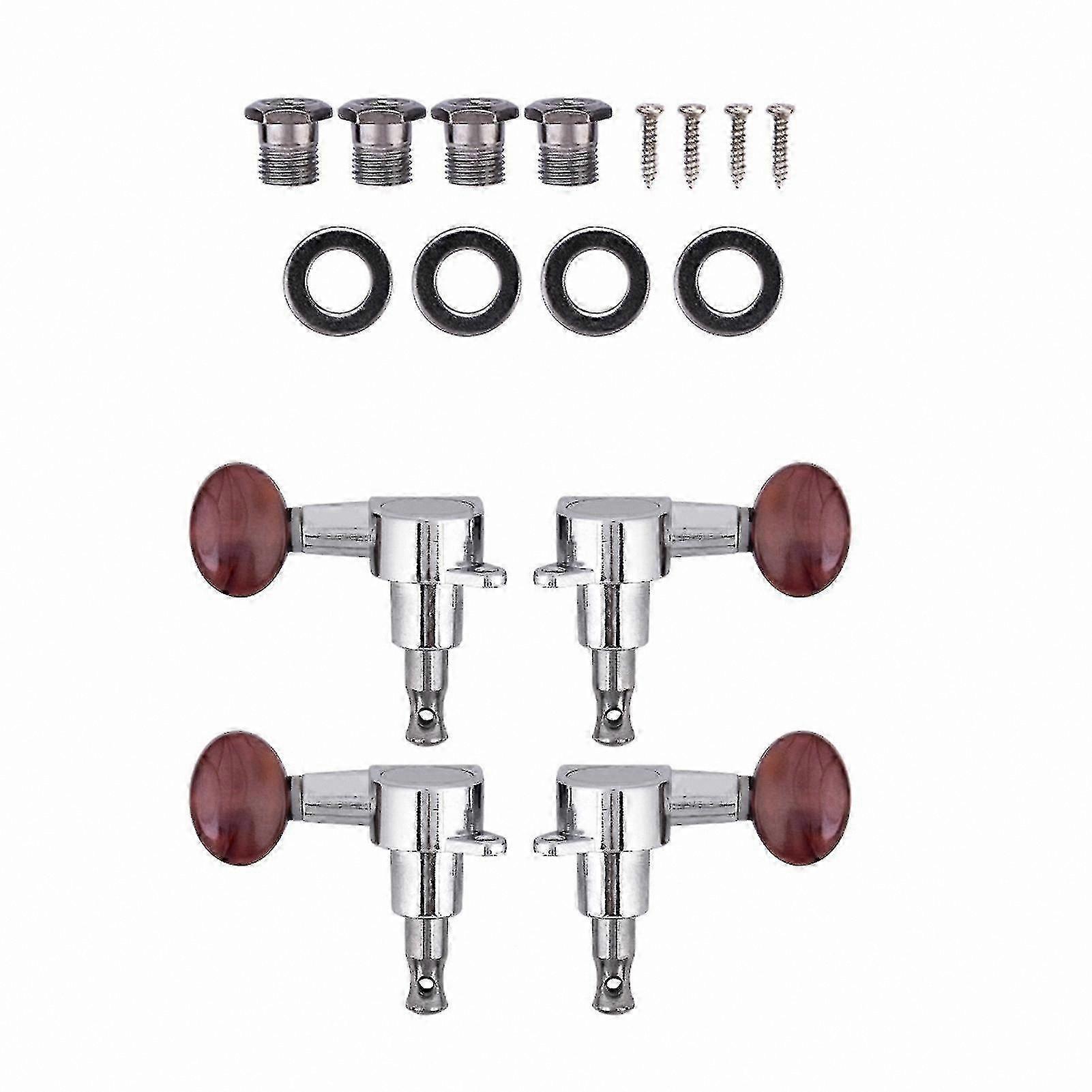 Zinc Alloy Locking Tuners for Ukulele - Silver Red Machine Heads with String Pegs