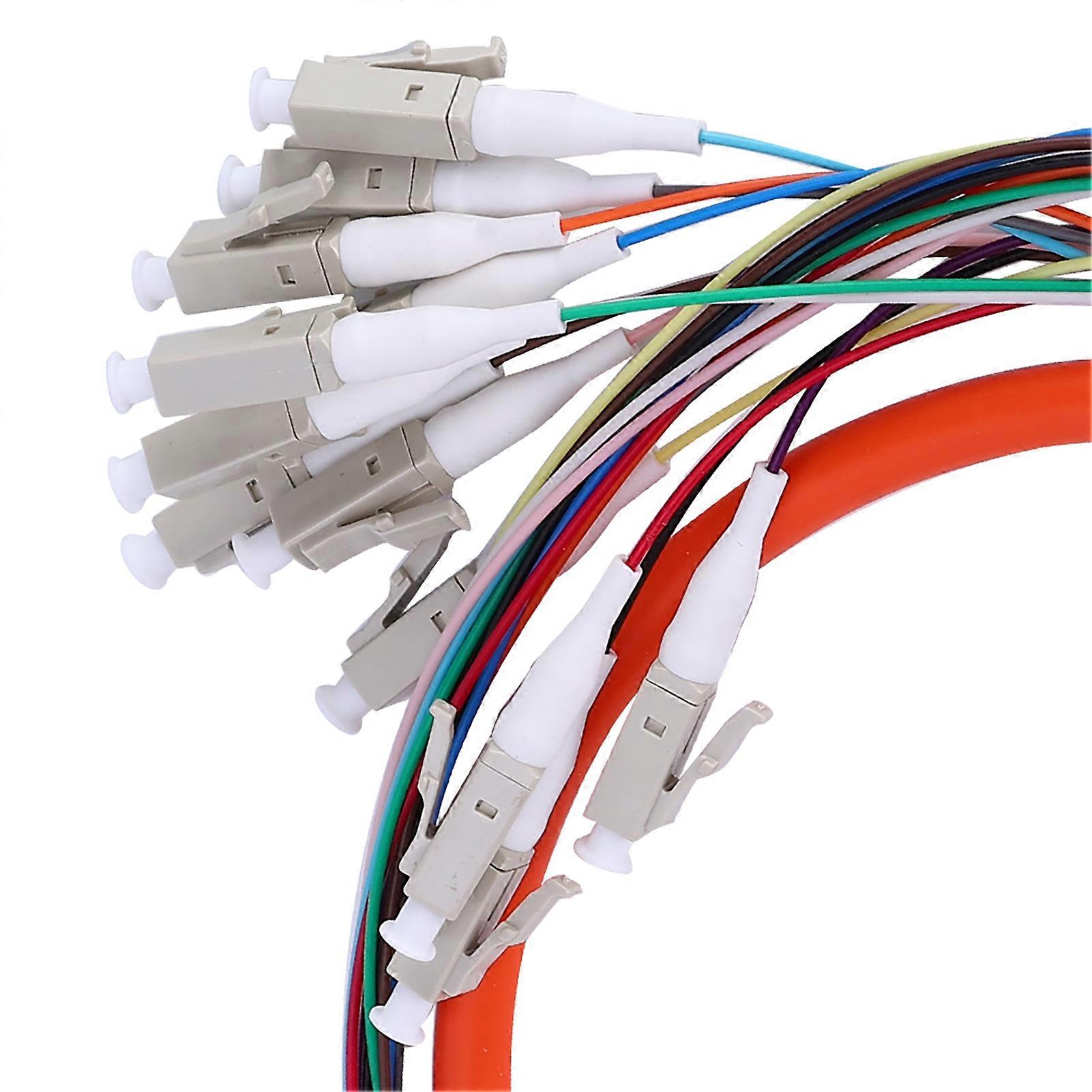 12-Core LC/UPC Multimode Fiber Pigtail Cable 1.5m PVC Shell