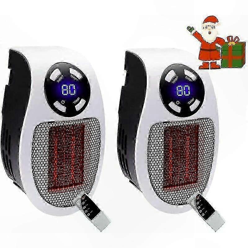 2-Piece 500W Ceramic Mini Heater with Thermostat, Portable Plug-In Space Heater for Home or Office Use