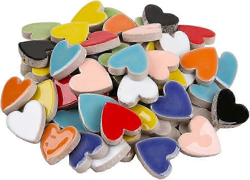 Heart Ceramic Mosaic Tiles for Crafts Colored Ceramic Pieces for Projects Color1.5*2*0.3cm