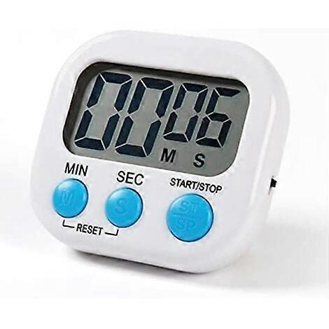 White Magnetic Kitchen Timer with Large LCD Display, Timers for Cooking, Studying, Loud Alarm and Countdown