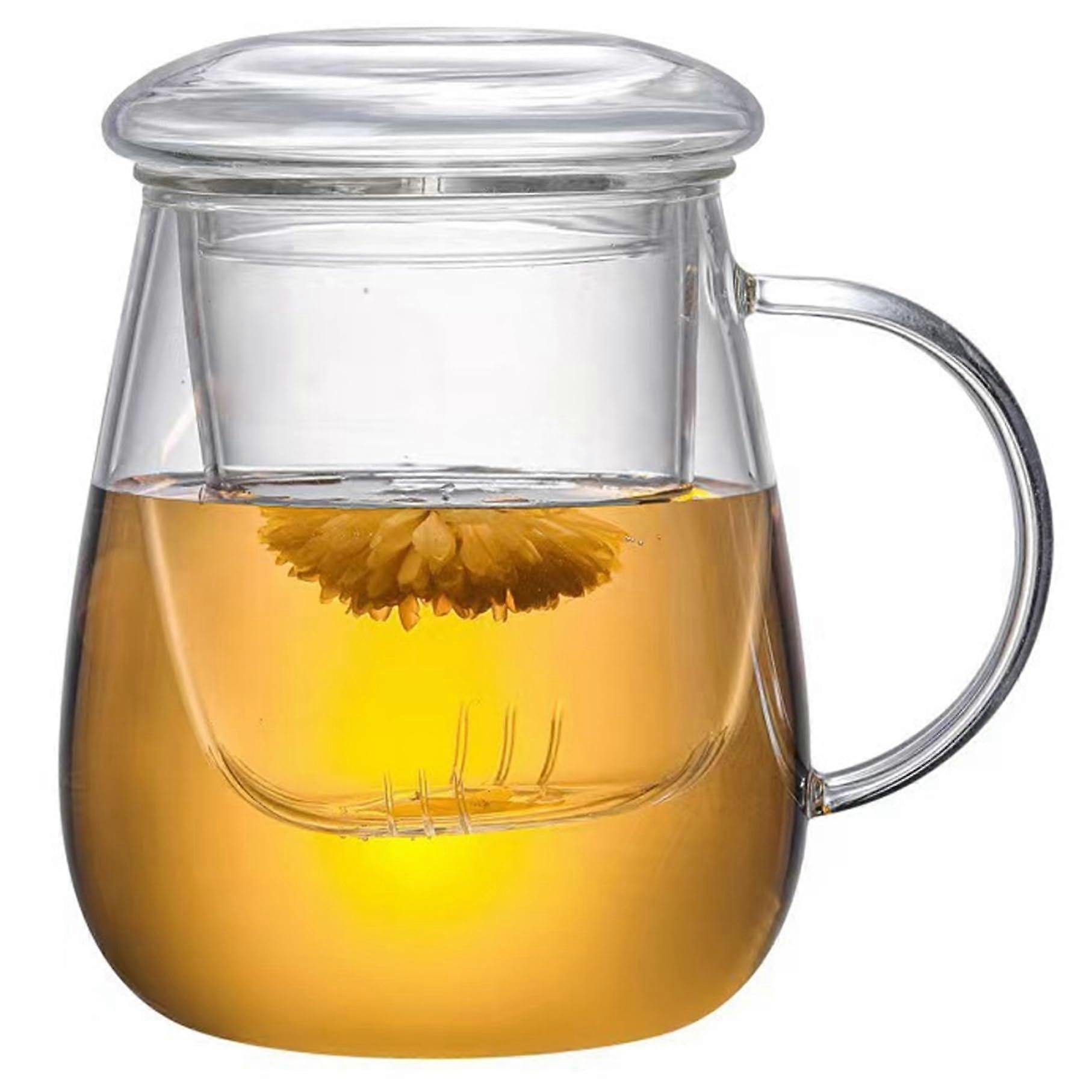Glass Teapot With Infuser, Lid And Handle, 500ml, Heatable, Ideal For Home, Office, School, Cafe, Clear