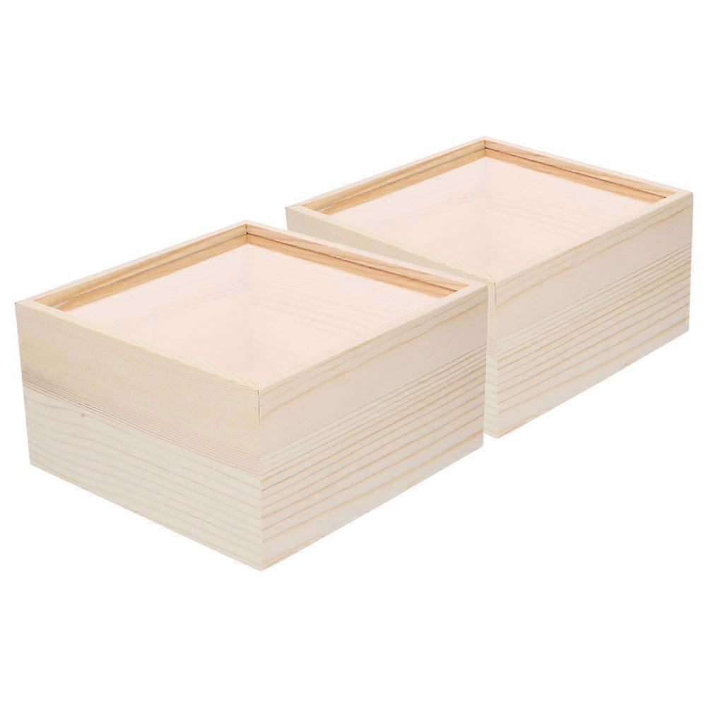 Wooden Display Box with Clear Acrylic Lid for Home Storage Natural Wood Material Silent Operation for 2Pcs