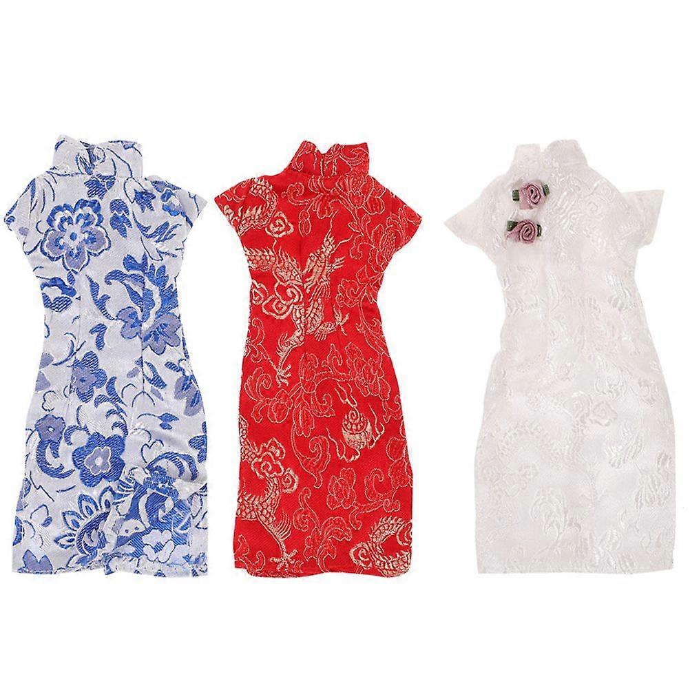 3pcs Puppe Cheongsam Puppe Kleid Puppe Kleidung Puppe Chinesischer Stil Kleidung