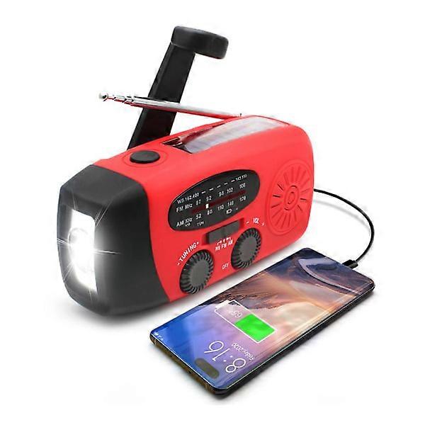 Crank radio with solar cells, LED flashlight and 2000mA Powerbank SOS - Emergency Preparedness Essential