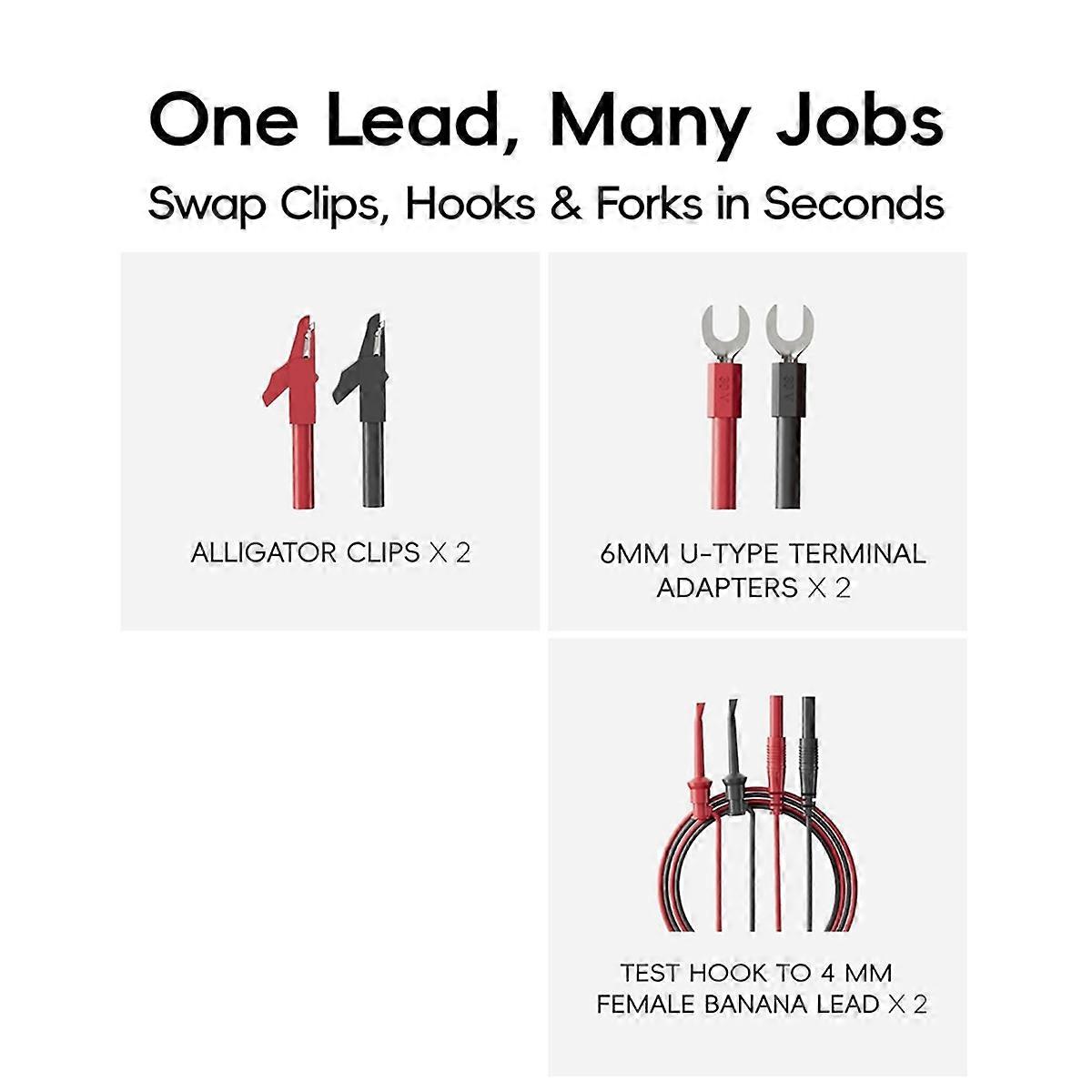 22 Piece Silicone Multimeter Test Lead & Back Probe Kit - Premium Modular Volt Meter Probes with All