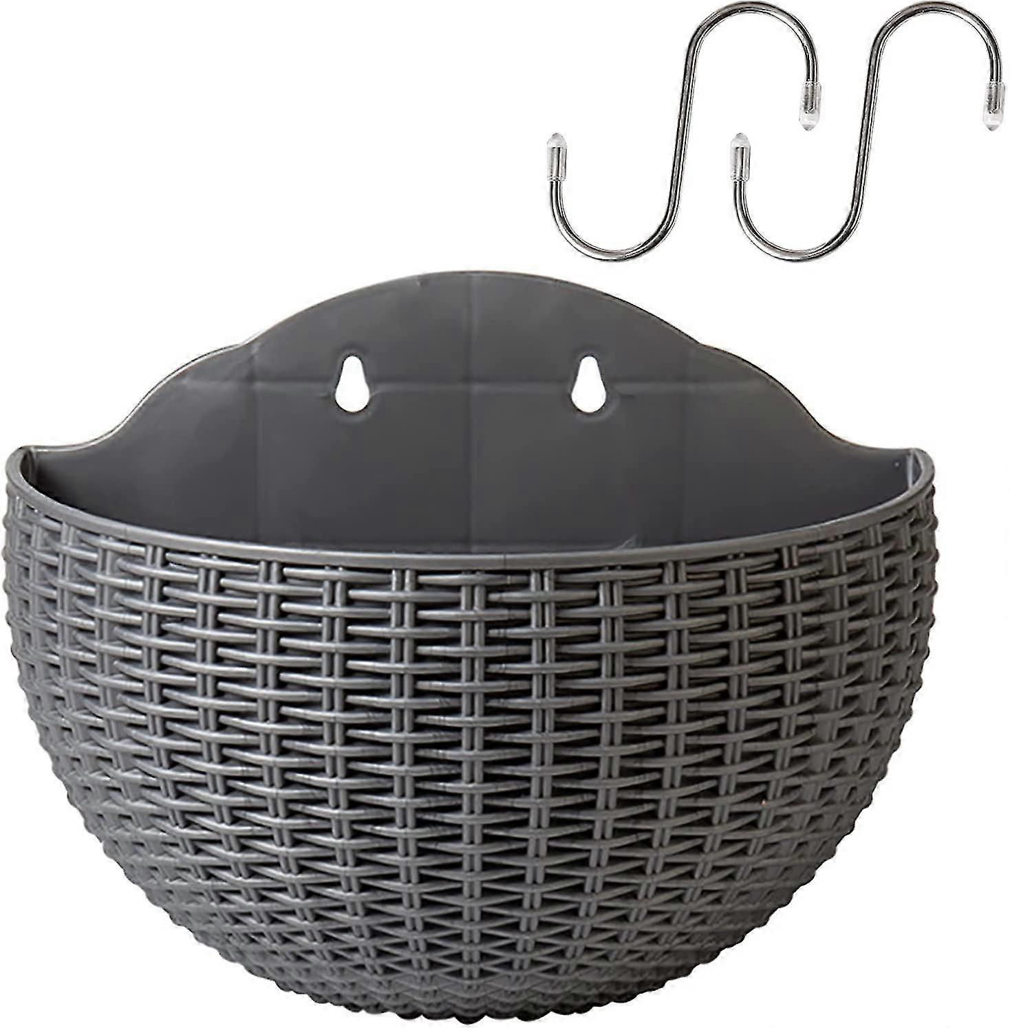 Hanging Planters Wall Mounted Flower Pot with 2 Hooks Plastic Flower Box for Fence Wall Mounted Plan