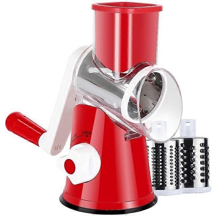 Rotary Hand Slicer, Multi-Function Manual Vegetable Grater, For Fruits, Vegetables, Cheese, Red