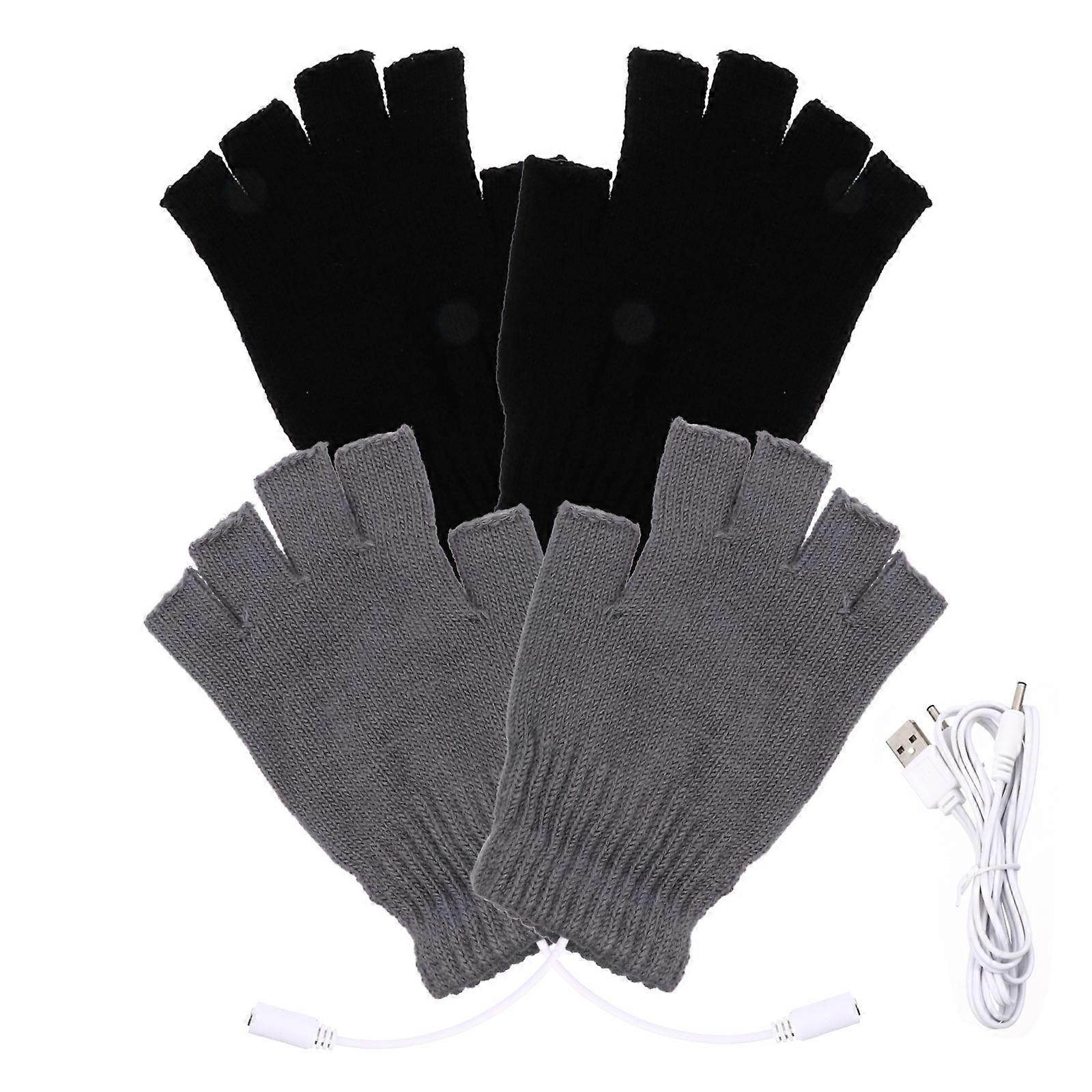 USB Heated Gloves For Men Women Thermal Half Finger Use While Typing Size 19X11X2CM 2 Pairs