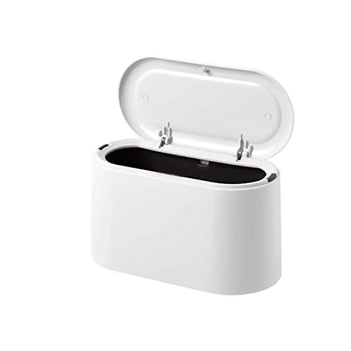 Tabletop Trash Can with Pop-Up Lid, Mini Trash Can, Compact Design Mini Cosmetic Bucket, Plastic Ta