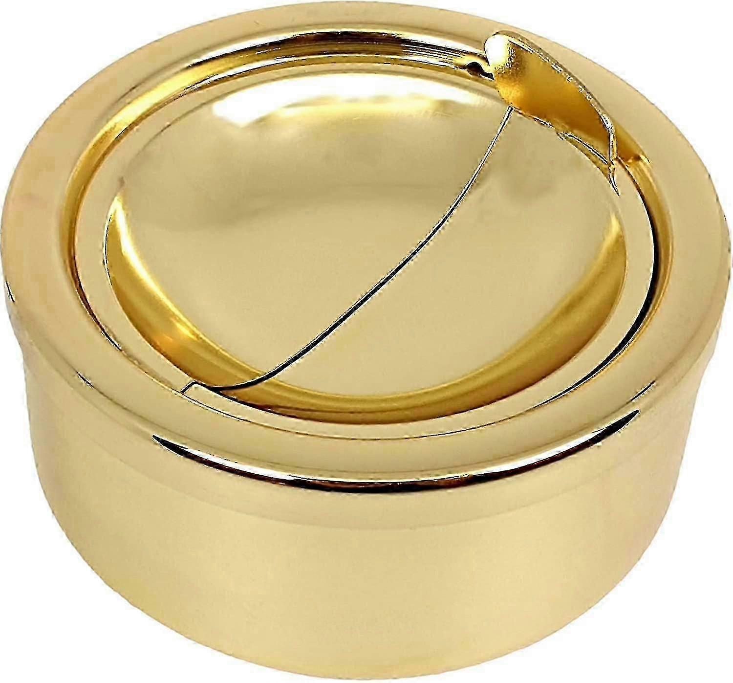 Grooved Gold Smokeless Metal Ashtray With A Lid,windproof Ashtrays
