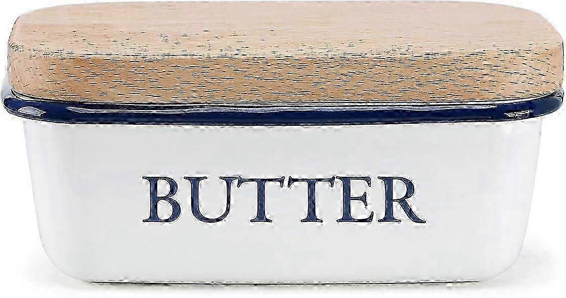 2025 New Multifunctional enamel butter dish with white lid