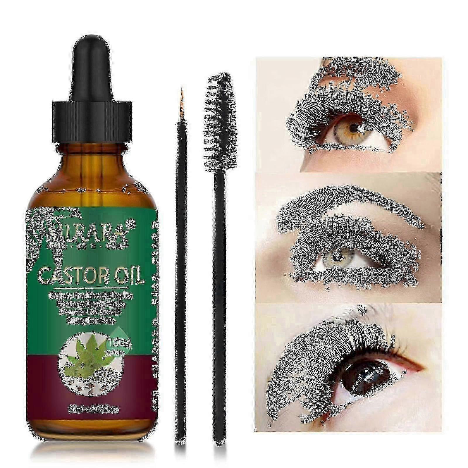 2025 2 Pcs 30ml Castor Oil Lash And Brow Brushes Pure Castor Oil For Eyelashs Eyebrows Hair Growth