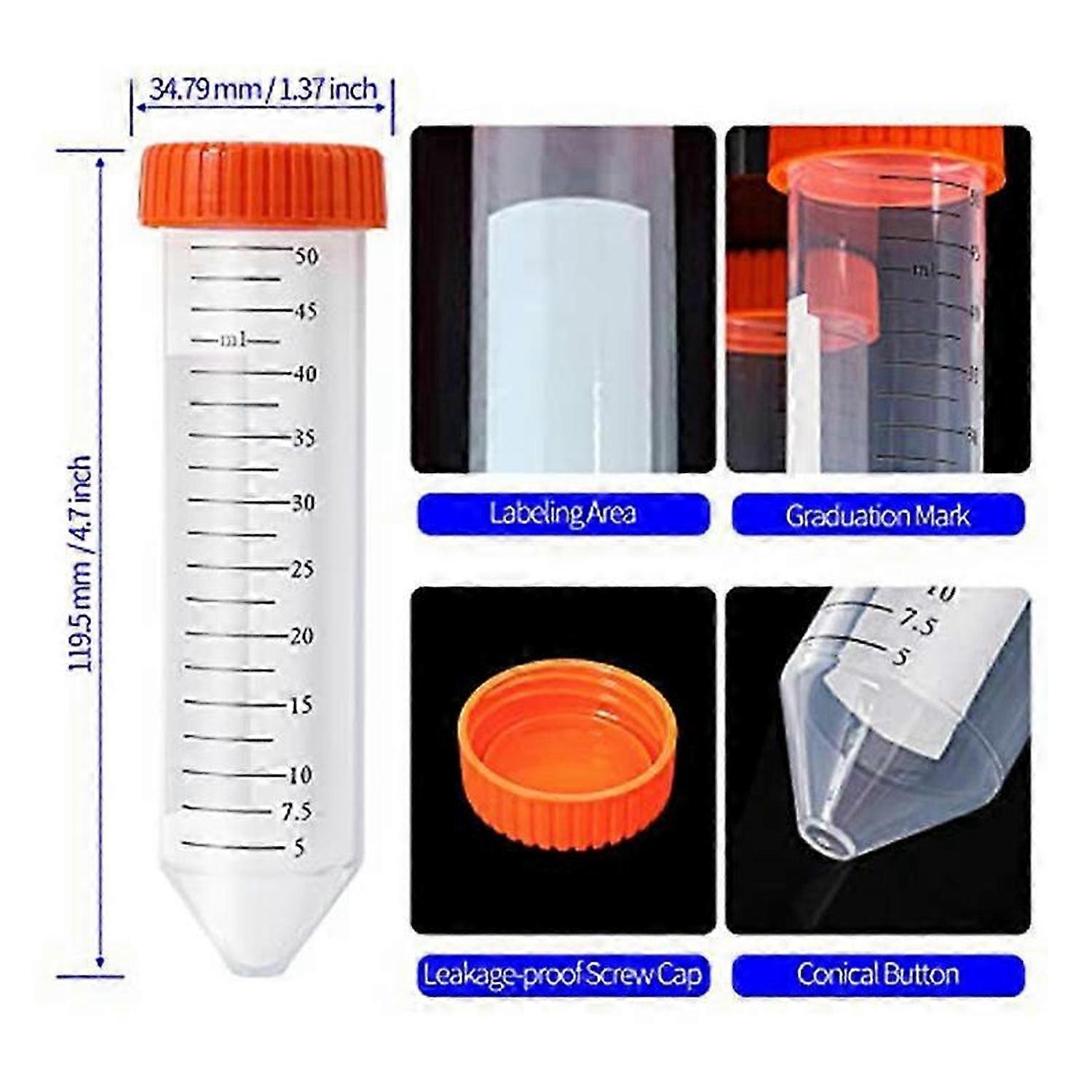 Conical Centrifuge Tubes 50Ml, 25 Pcs, Sterile Test Tubes with Screw