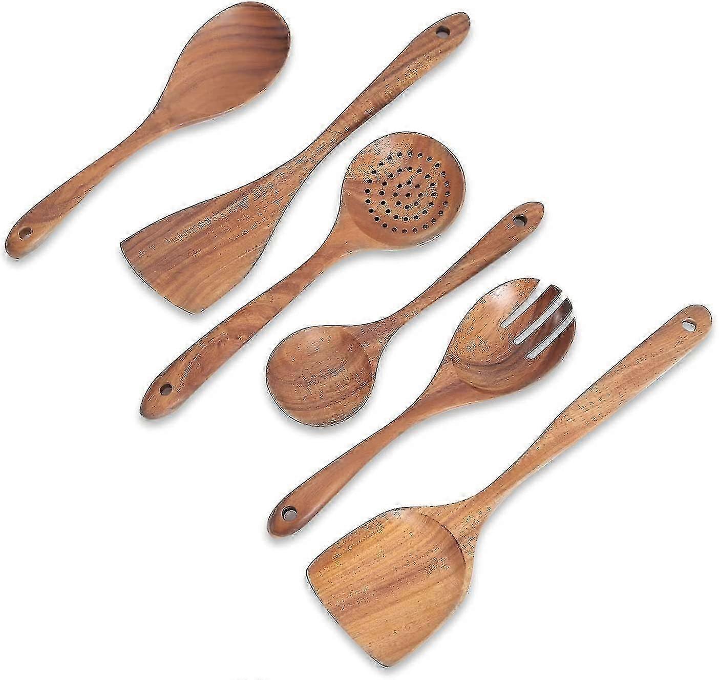 Kitchen Utensil Set, Non-stick Cookware Kitchen Tool Wooden Cooking Spoons Natural Acacia Wood, Spoon And Spatula, Wooden Spoon For Salad Fork.