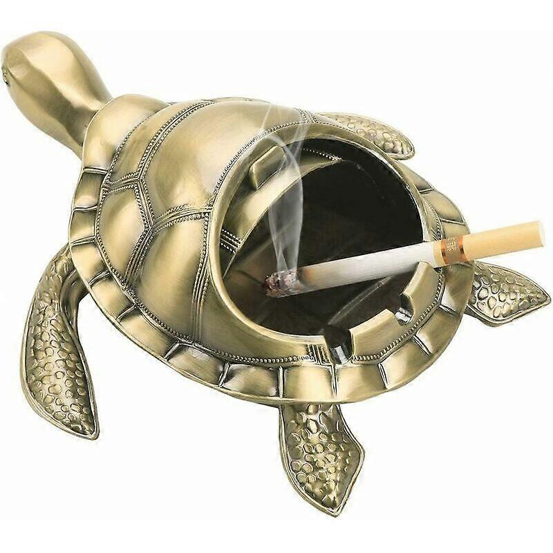 Practical Retro Metal Turtle Shape Anti-fall Ashtray (Retro Cyan)