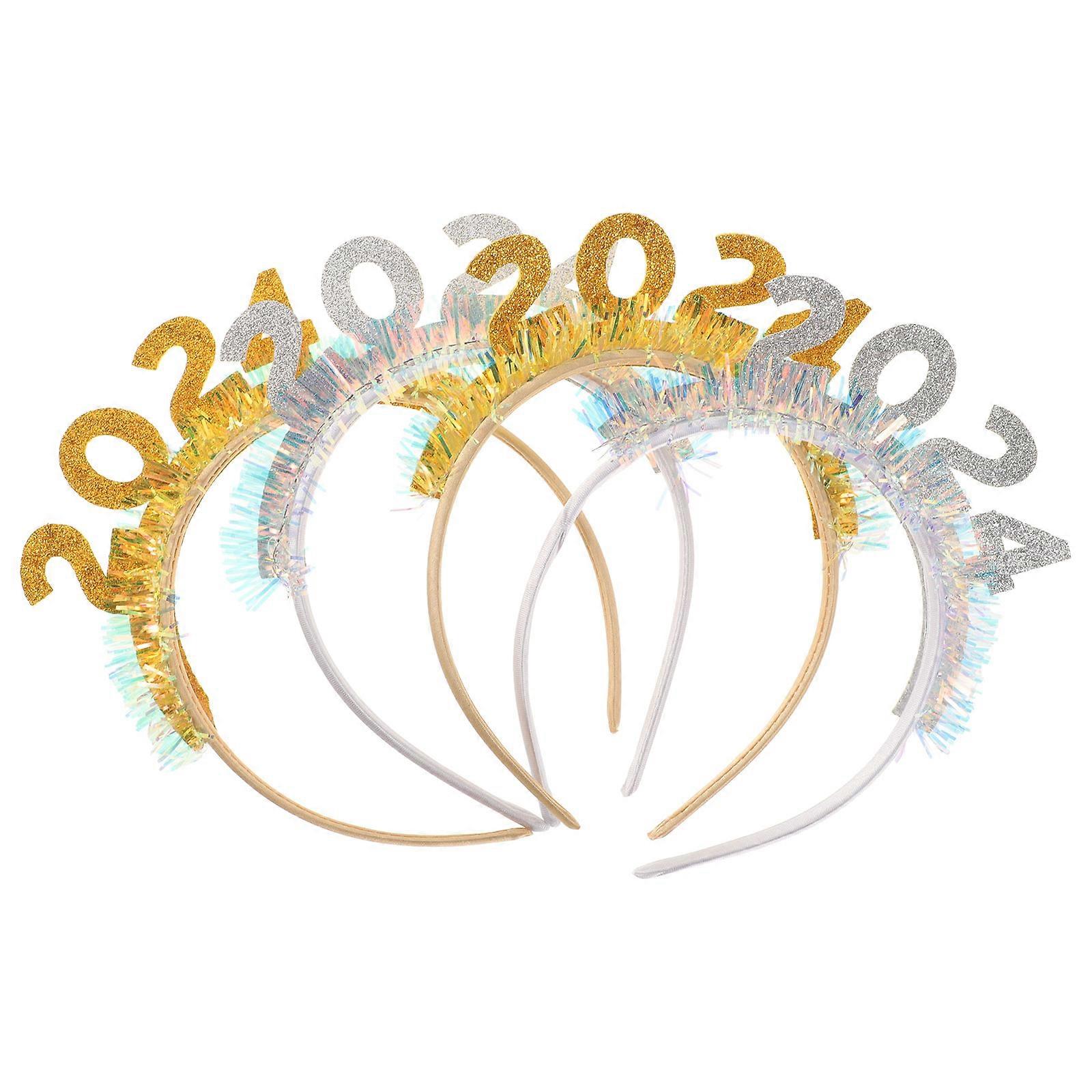 Assorted Color 2024 Tinsel Headband for Festive Parties 12Pcs Pack