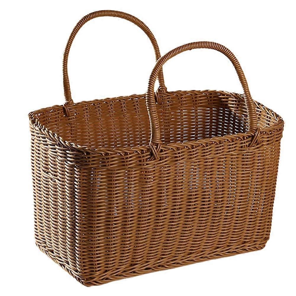 Rattan Shopping Basket, Simple Design, Environmentally Friendly Vegetable And Fruit Basket For Picnic, Short Handle
