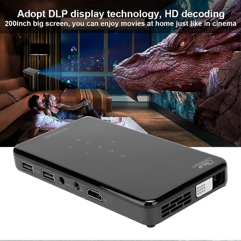 Portable DLP HD Projector 1+8GB Black Android 7.1 Bluetooth WiFi