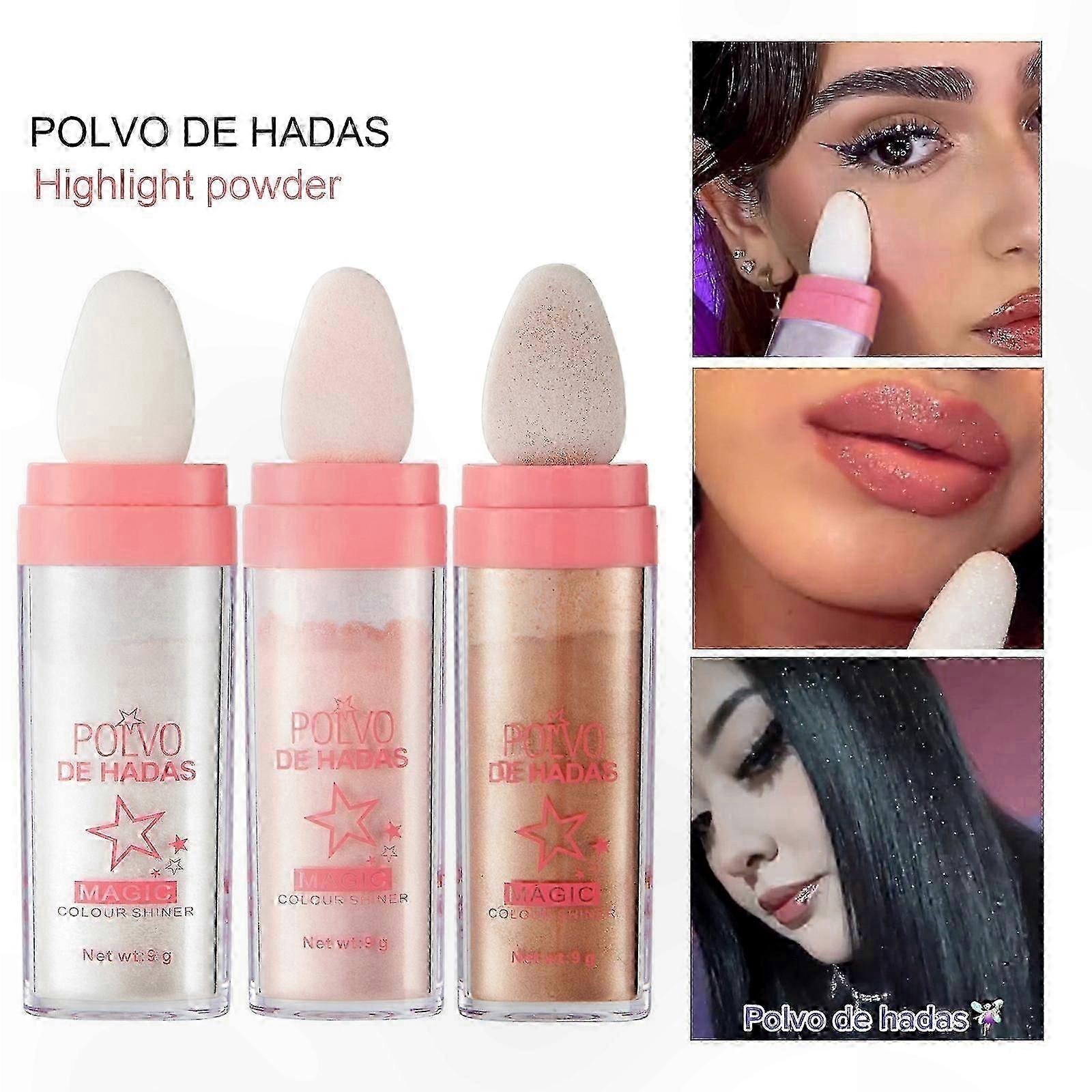 Radiant Glow Highlight Powder in 3 Shades, Natural Brightening Blush with Patting Tool