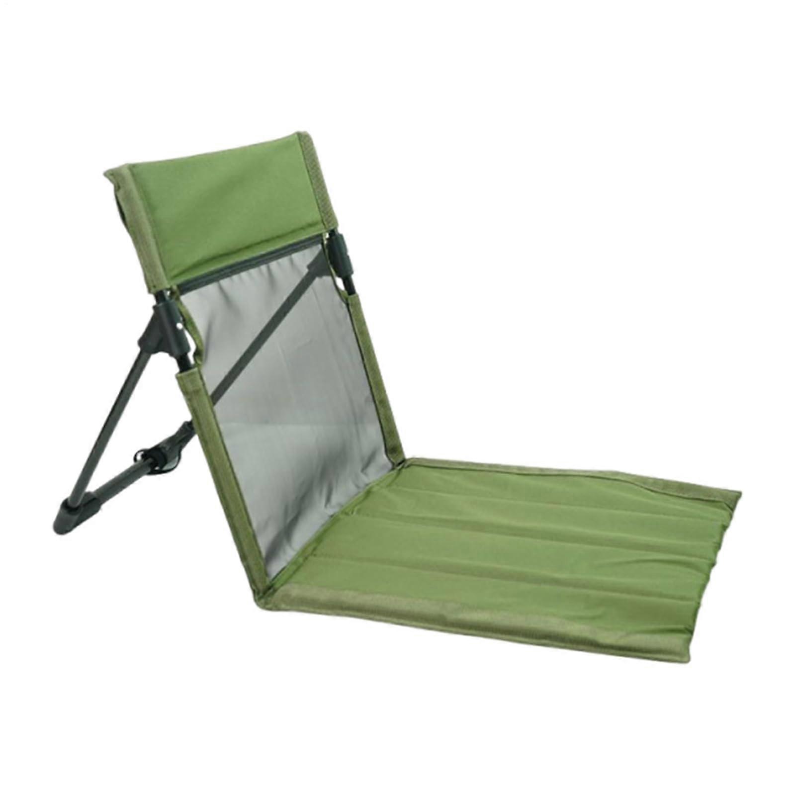 Folding Camping Chair With Backrest Portable Floor Seat For RV Tailgating Hiking Patio Beach Picnic Green