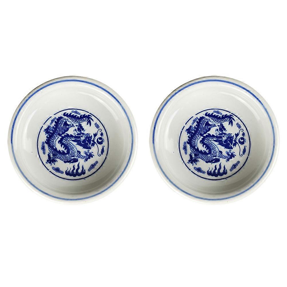 Ceramic Ink Brush Washing Dish Dragon Pattern Ink Palette 2Pcs Set