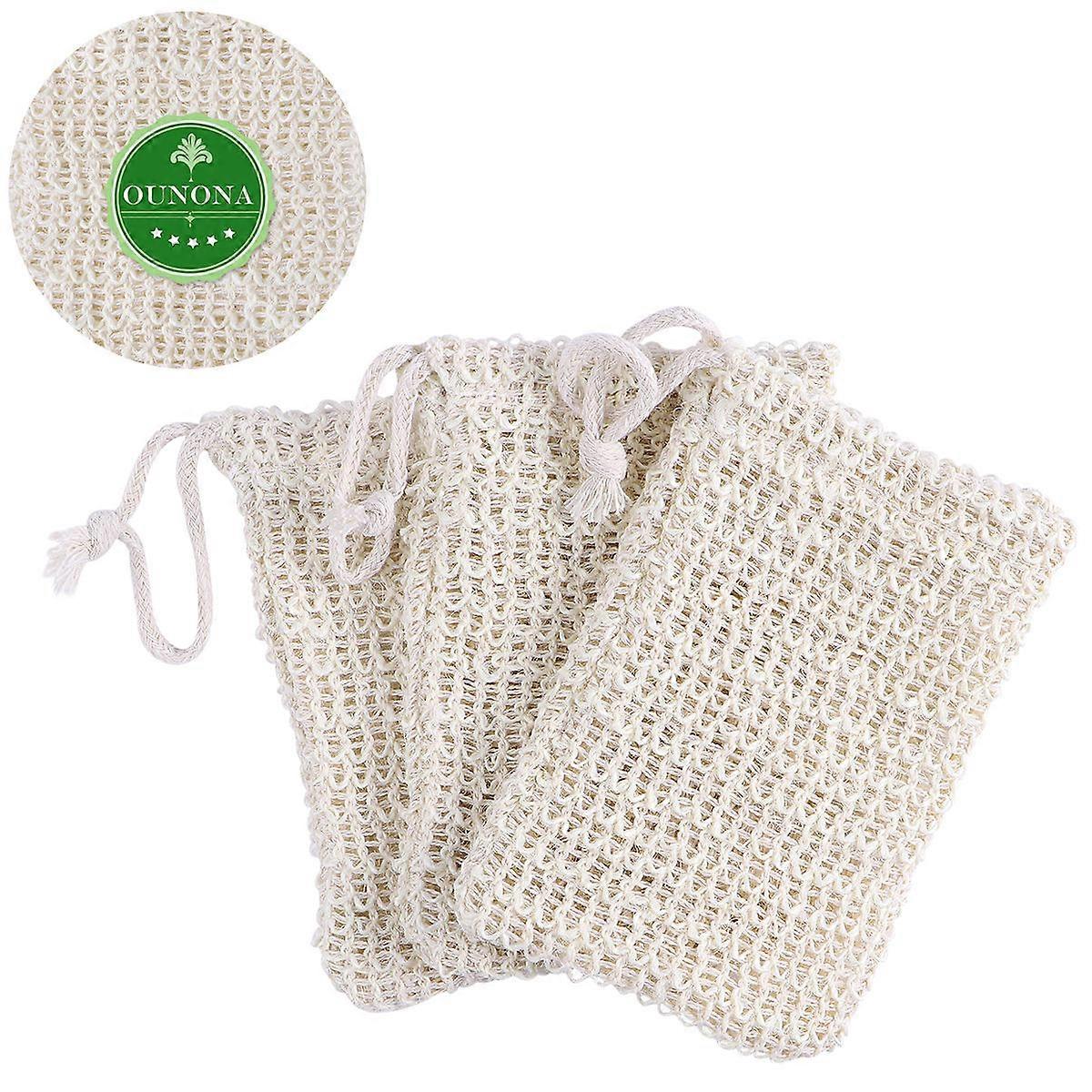 Washing Bag Soap Saver Sack for Holding Soap 3Pcs Beige Ounona