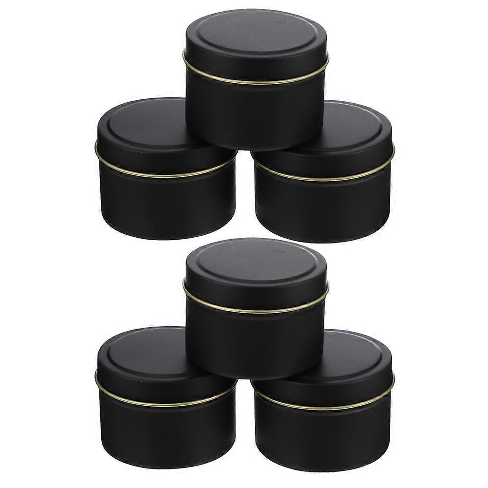 Tin Storage Box 6Pcs Round Candle Jars With Lid Ideal For General Users For DIY And Packaging
