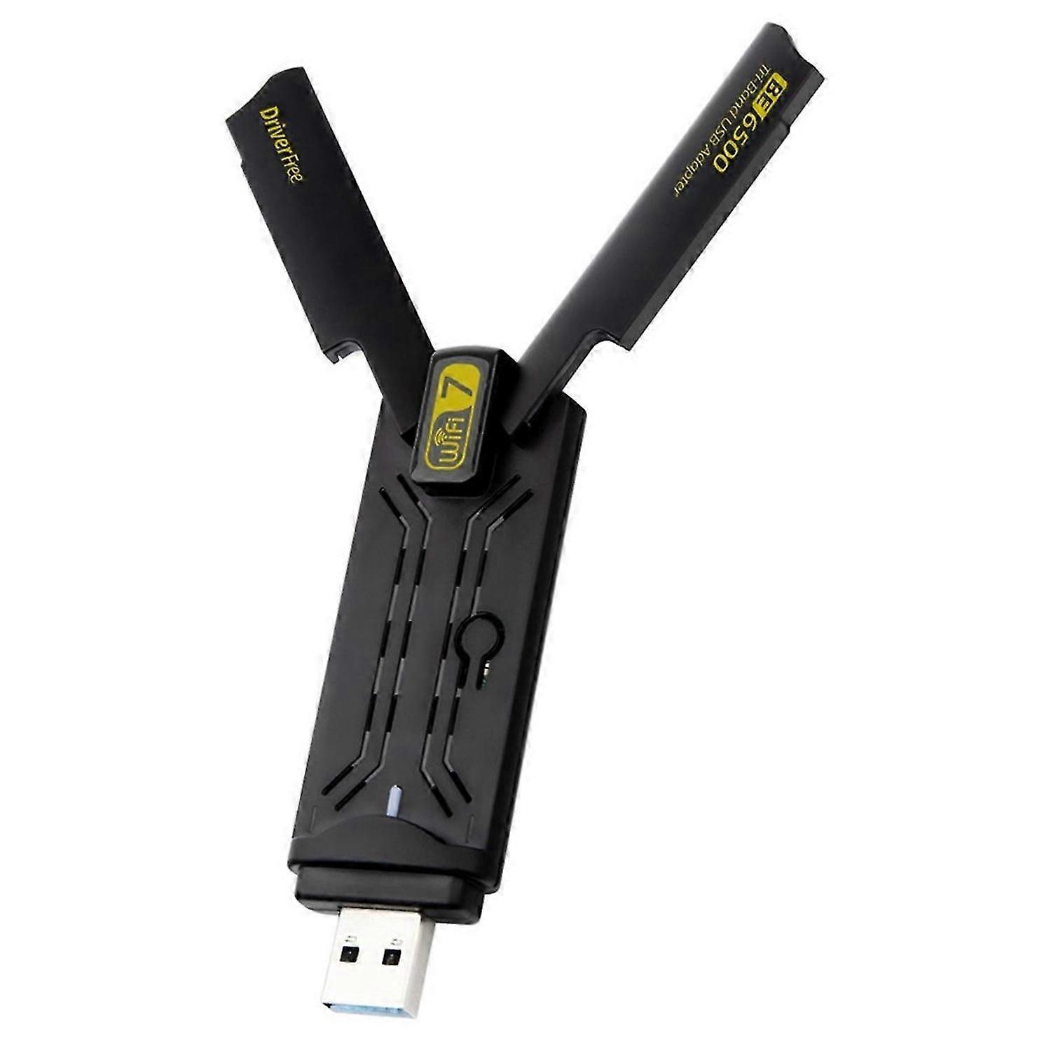 WiFi7 6500Mbps USB Adapter BE6500 2.4G&5.8G&6GHz Wireless Network Card 802.11be Free-Drive WiFi Adap