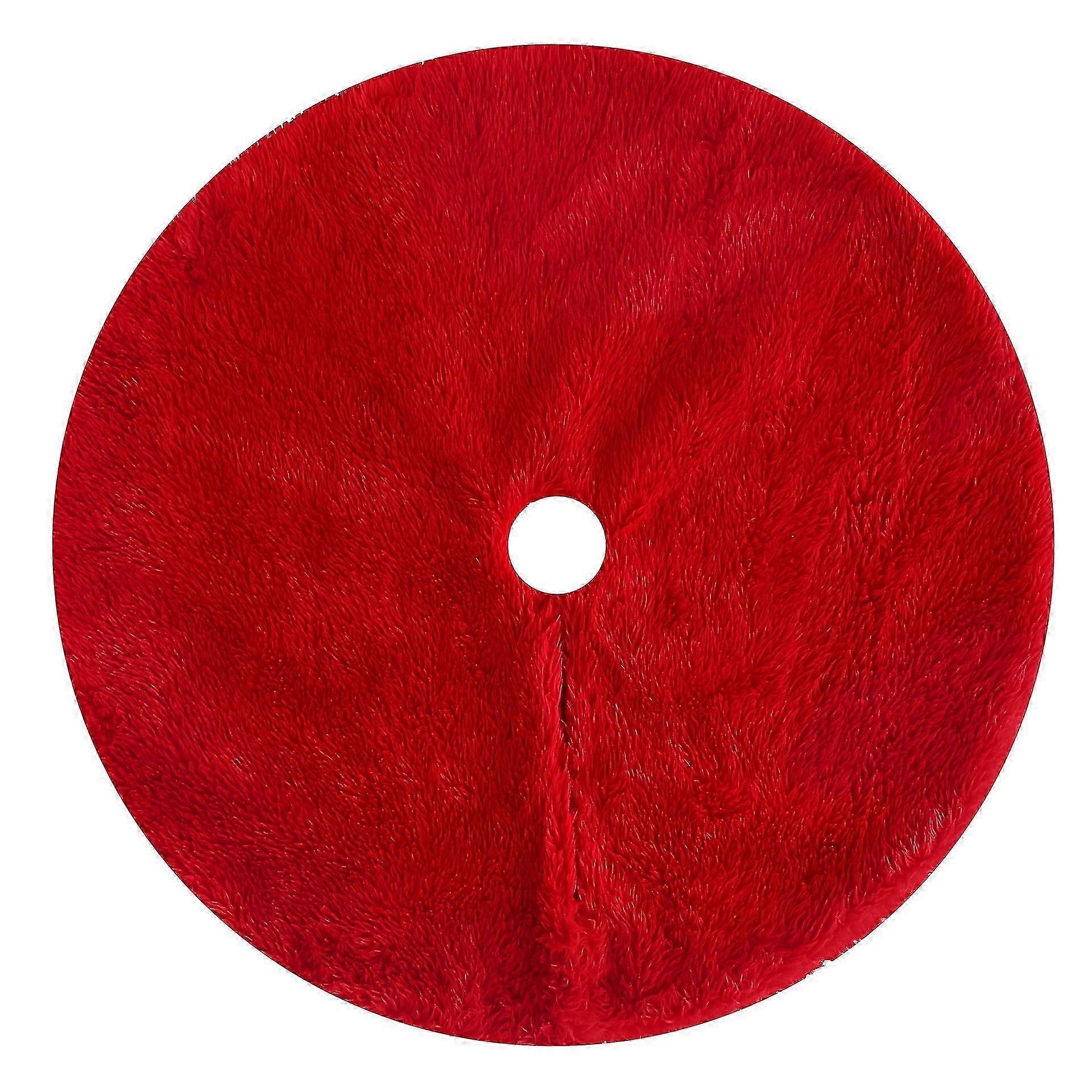 35/48 Inch Christmas Tree Skirt Large Faux Fur White Red Snowflake Double Layer Soft Tree Skirt Christmas Decoration