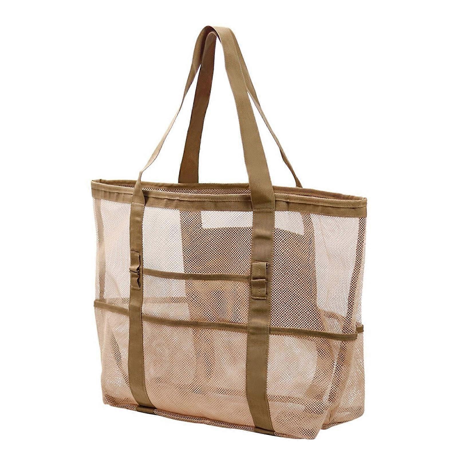 Beach Bag Family Sized With Comfortable Strap Storage Handbag SandProof Bottom Khaki