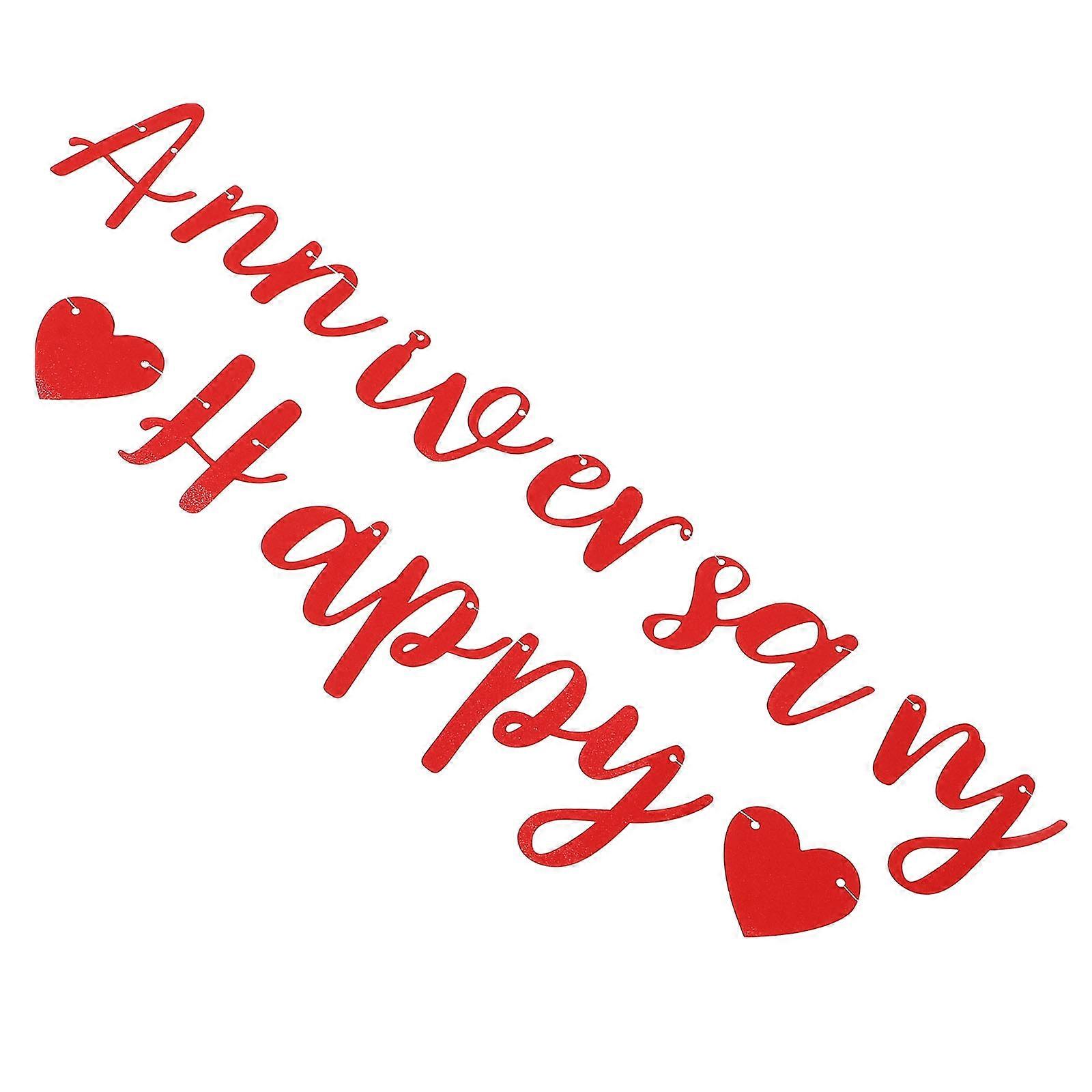 Red Valentines Day Decorations Glitter Banner for Happy Anniversary 1 String