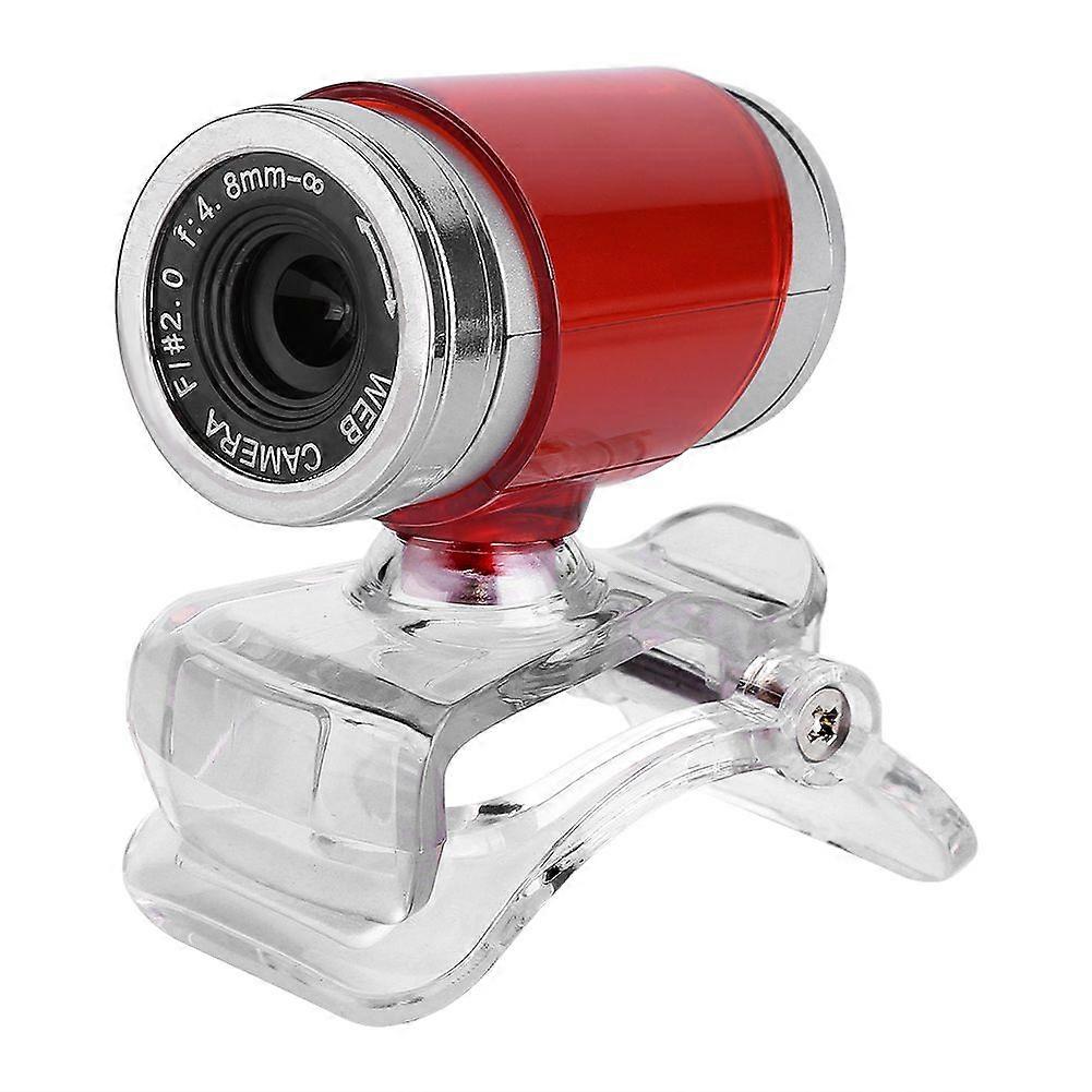 Clip On 360 Degree USB 0.3 Megapixel HD Webcam Web Camera with Microphone Red Sliver