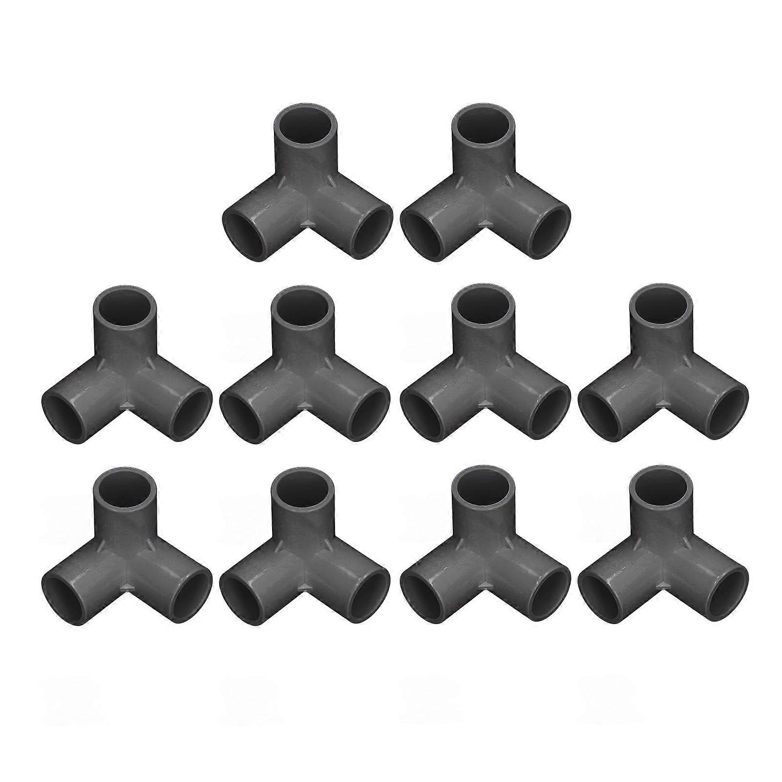 10PCS 3 Way Pipe Fittings PVC Plastic Right Angle Tee Corner Connector 20mm Inner Diameter Black