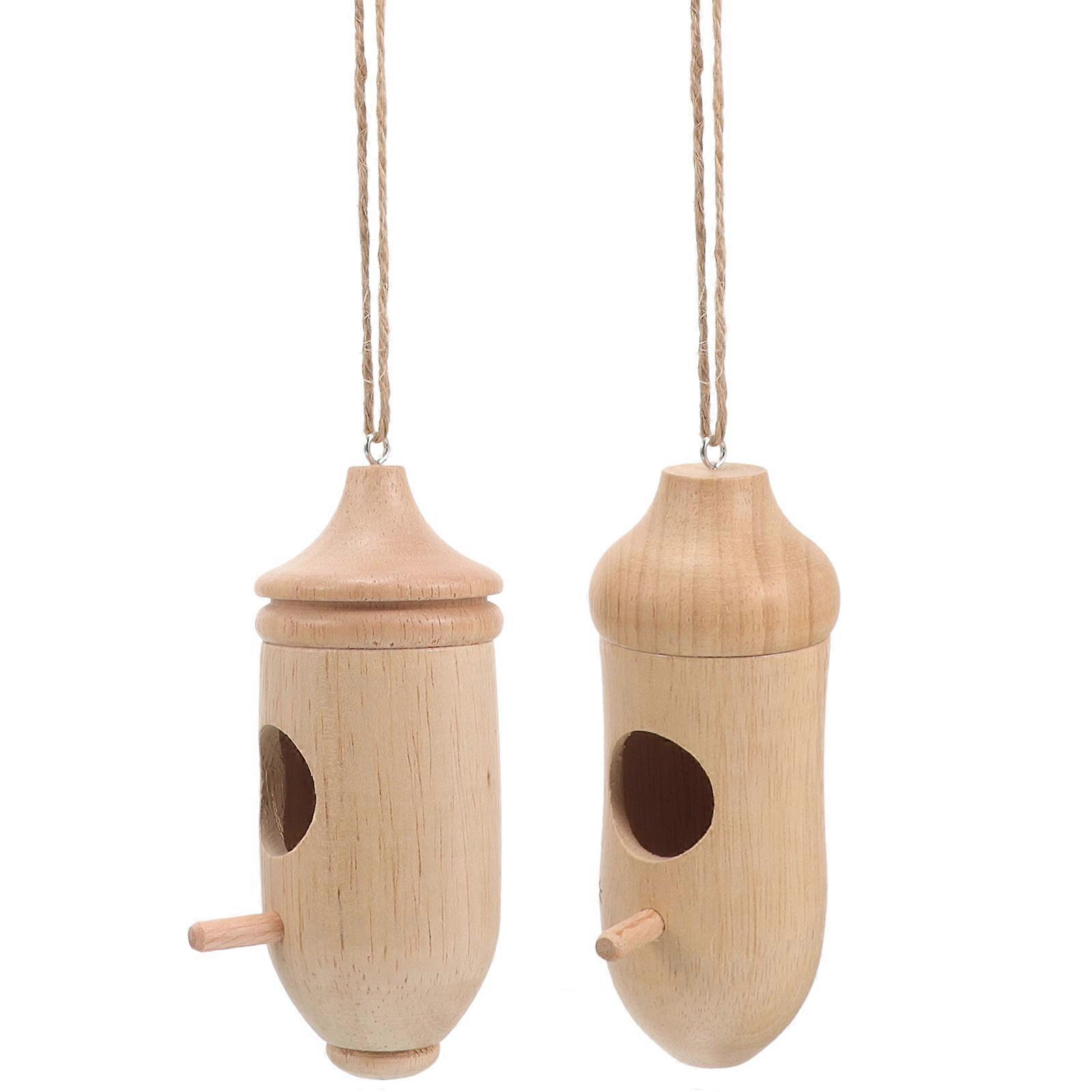 10Pcs Wooden Bird House for Garden Hummingbird Nest Decoration