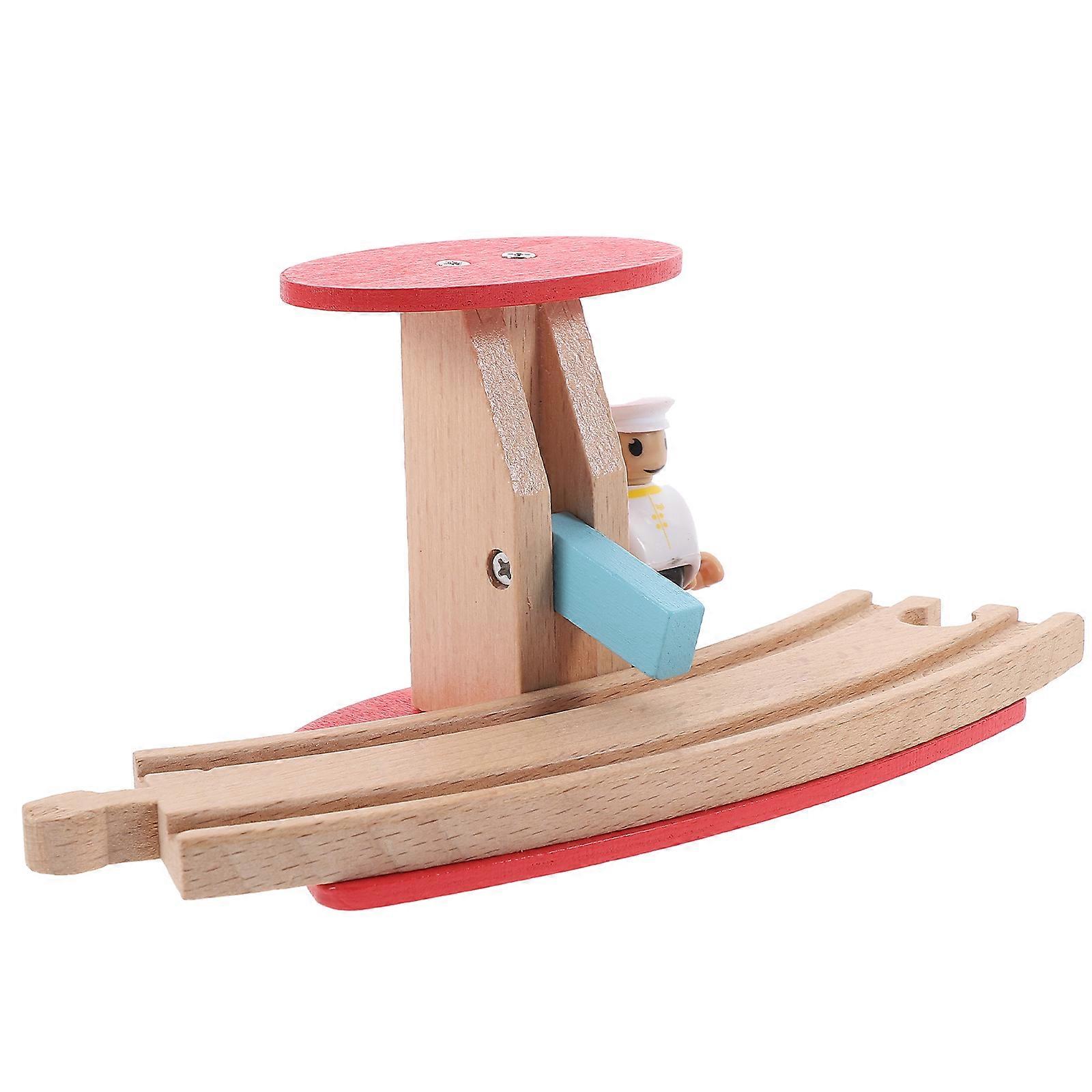 Railway Road Block Wooden Toy for Kids 2Pcs Durable Train Play Accessory