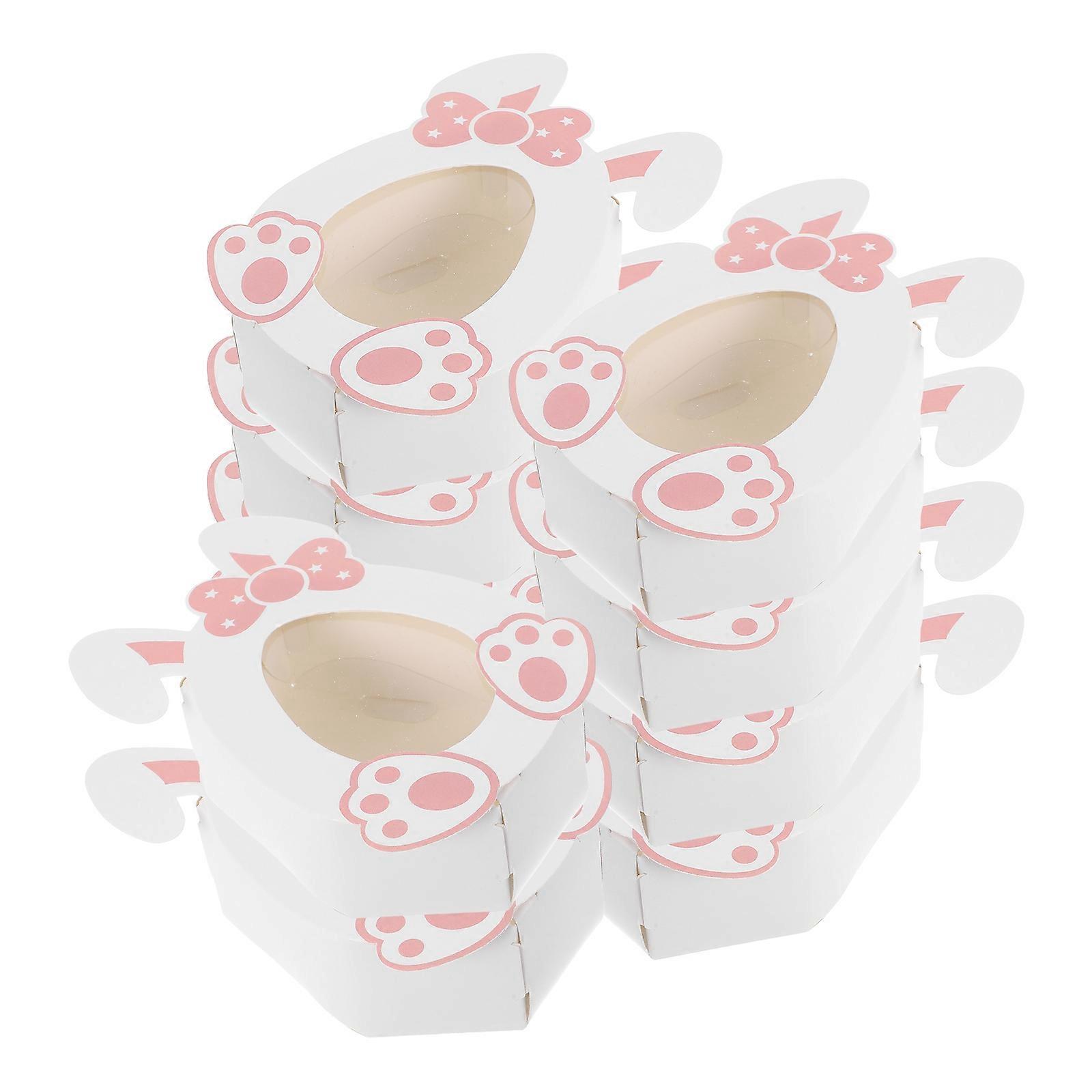 Bunny Themed Candy Boxes for Easter 10Pcs Pink Paper Treat Boxes