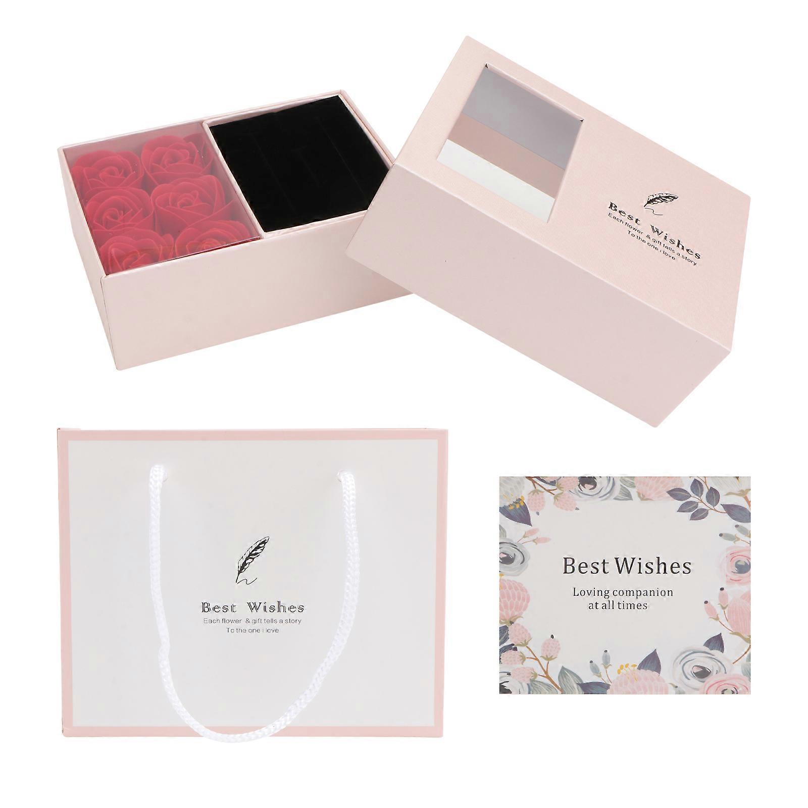 Multi-functional Gift Packaging Case For Jewelry Accessories Chic Pink Rectangular 2 Sets